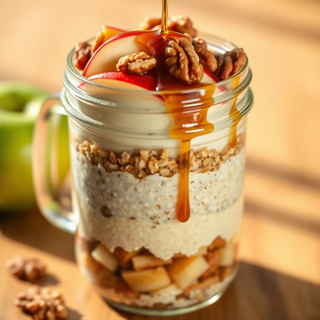 Cinnamon Apple Overnight Oats with Maple Drizzle