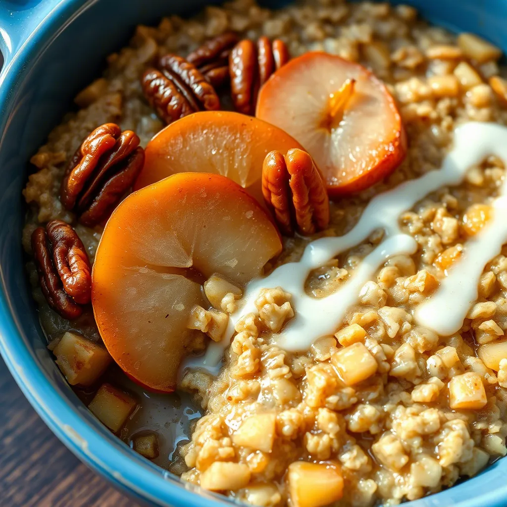Pear and Ginger Baked Oatmeal with Maple Pecans