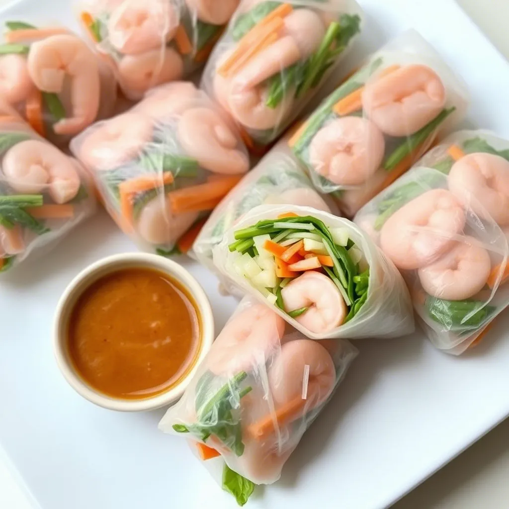 Vietnamese-Inspired Rice Paper Rolls with Peanut Sauce